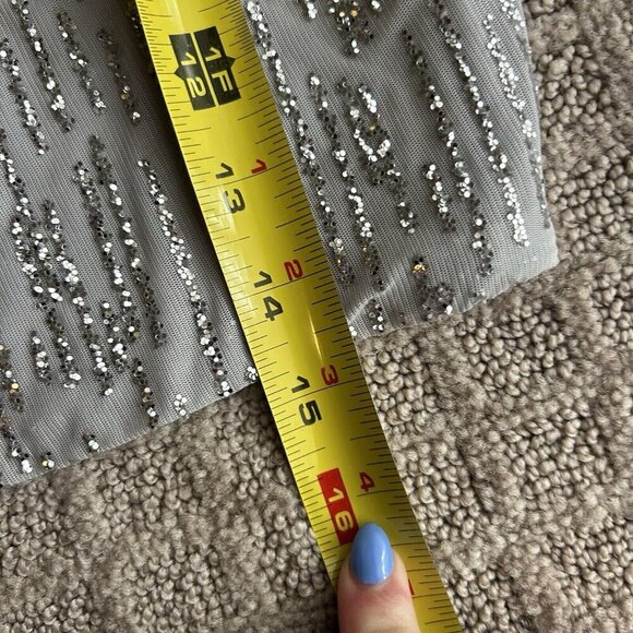 Y2K Retro VTG Gray Sparkly Glitter Cropped Crop Top 3/4 Sleeve As U Wish Zip - Picture 7 of 10